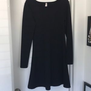 Black long sleeve A-line dress